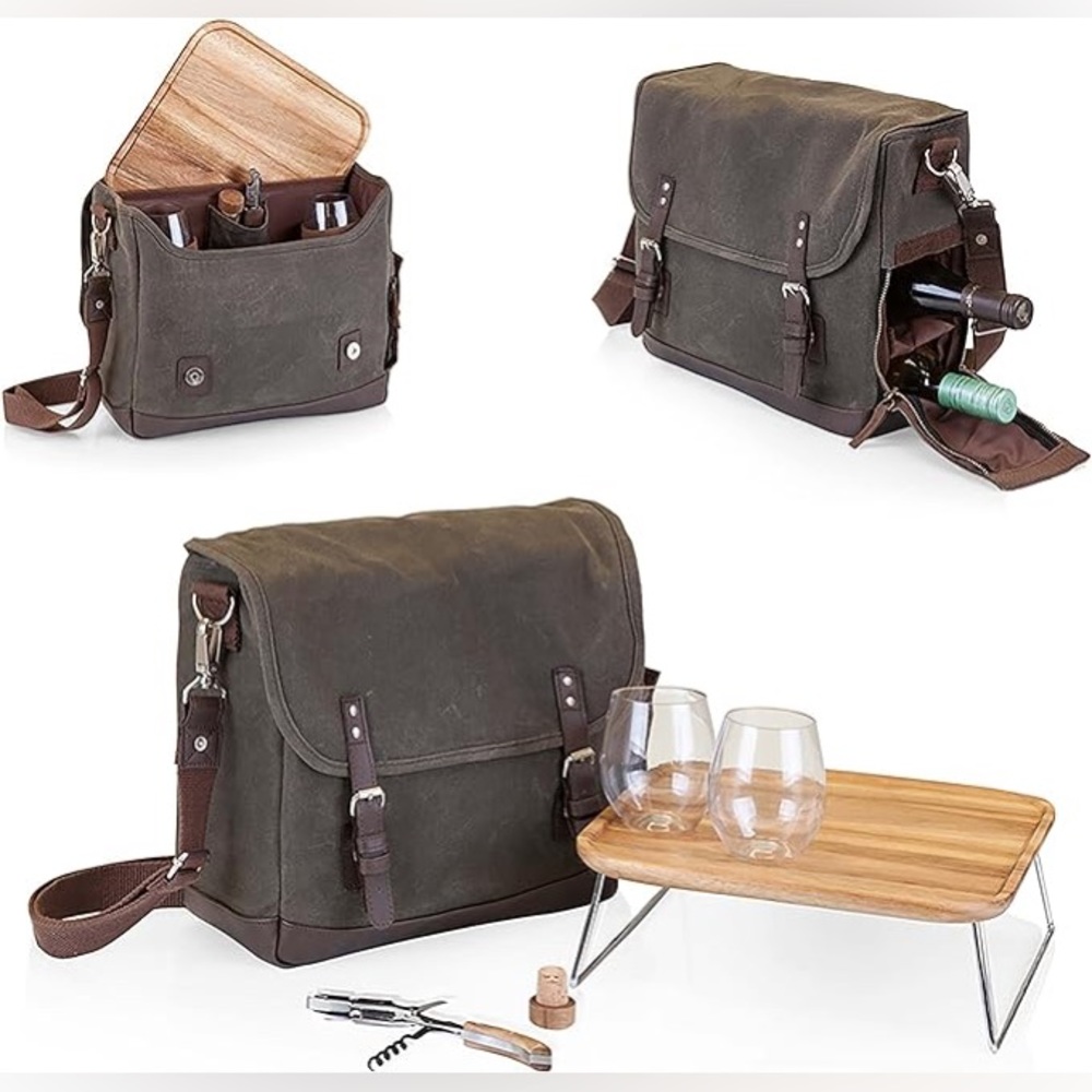 LEGACY Adventure Picnic Bag with Wine Glasses and Mini Table, Wedding Gift